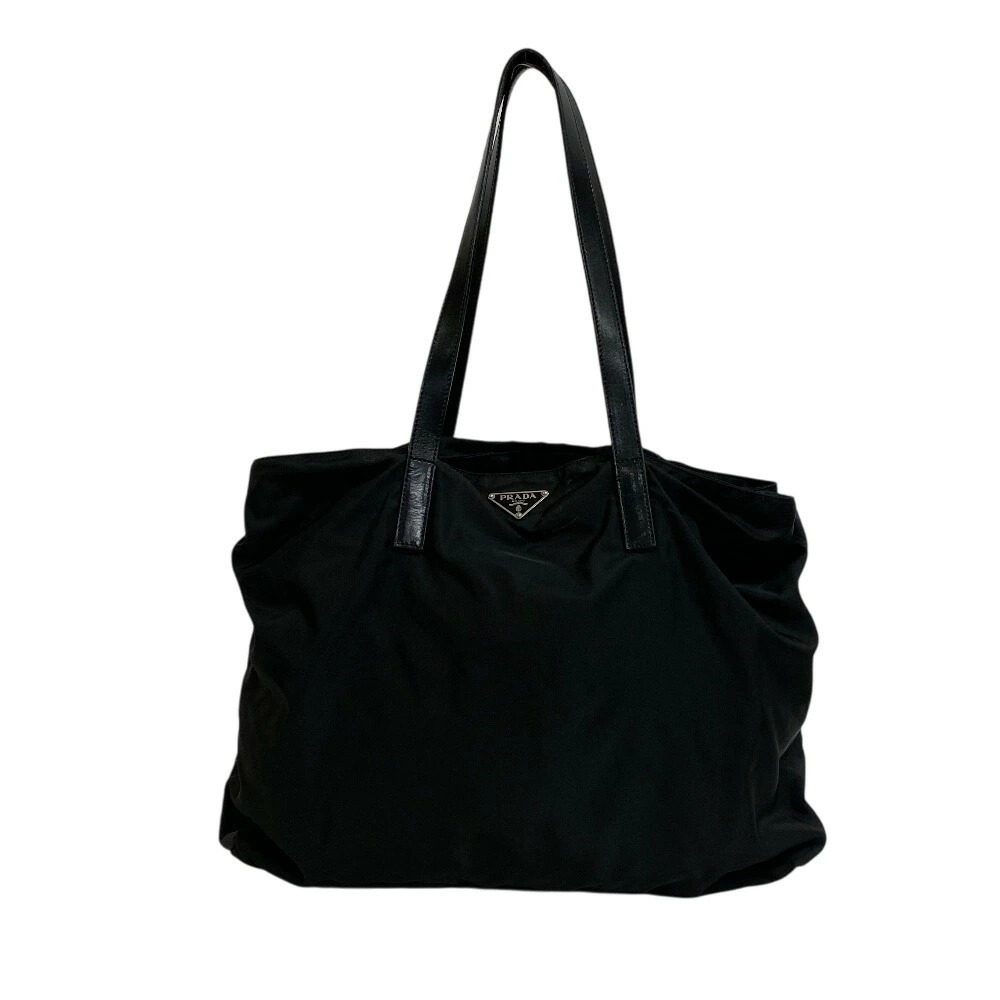PRADA Triangle Plate Handbag Shoulder Bag Business Tote Laptop Black
